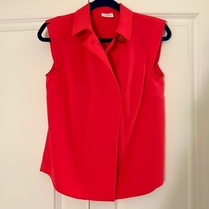 NWOT Argent Cap Sleeve Button Top, Bright Coral, sz 2
